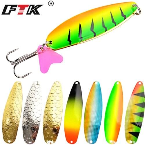 FISH KING Metal Spoon Lure30g/35g Saltwater Fishing Lure With Feather Laser Body Sinking Bait For Carp Fishing Bait