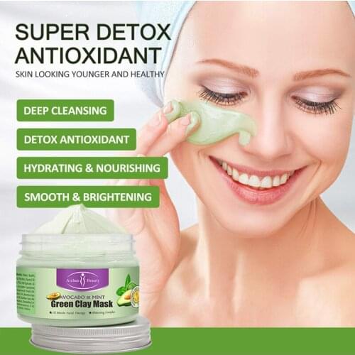 Mud Mask Collagen Green Tea Honey Avocado Mint Bamboo Charcoal Mask Moisturizing Exfoliating DeepCleansing Facial Care 150g