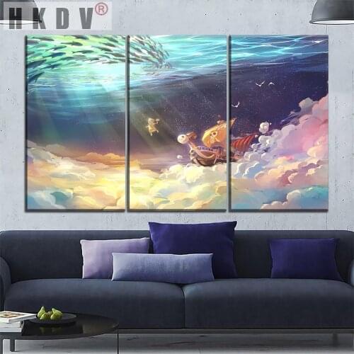 HKDV Abstract Modular Canva Painting Poster Print Animation Sofa Wall Art Picture Home Decor For Living Room Unframed