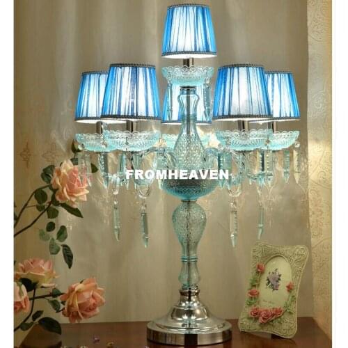 Crystal Table Lamp Modern Blue Color Art High Grade Crystals k9 Table Lamp For Home Bedroom Living Room Decoration Bedside Lamp
