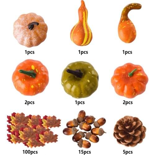 Halloween Decor Simulation Kürbis Fake Pumpkin Mini Artificial Pumpkins Pine Cones Acorns Fake-Kürbis Aus Schaumstoff