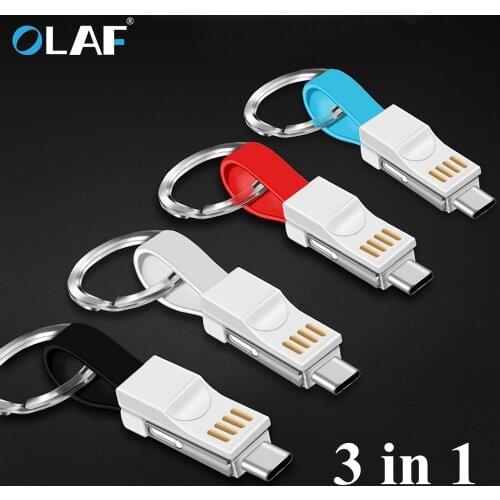 OLAF Mini KeyChain Micro USB Cable For iPhone 8 7 For Lighting USB Charger Cable Portable Charging Sync Data Cord USB Accessory