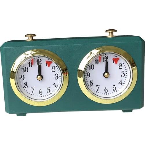 Classic Analog Chess Clock Timer Pro Wind-Up Mechanical Board Games Clock Accessory No Battery Needed, Green