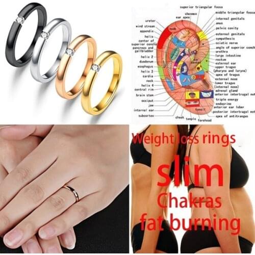 Stainless Steel White Cubic Zirconia Stone Rings Jewelry For Women Girls Lose Weight Rose Gold Finger Rings