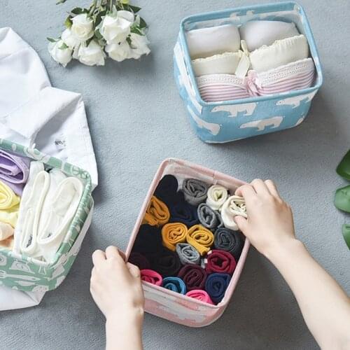 Linen Desktop Storage Box Waterproof Toy Sundries Storage Basket Cosmetic Underware Storage Organizer Office Stationery