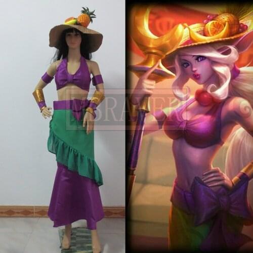 LOL Soraka Banana Customized Uniforms Cosplay Costume Free Shipping + Hat