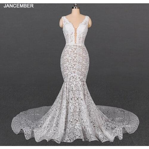 LSDZ12 JANCEMBER Champagne O-Neck Tank Sleeveless Crystal Wedding Dress 2020 A-Line Zipper With Back Appliques