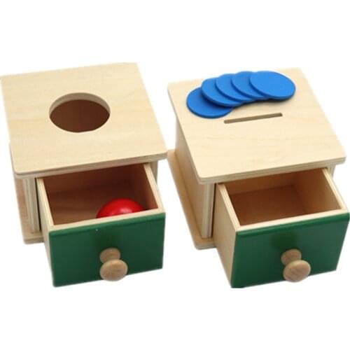 Montessori Kids Toy Baby Wooden Coin Box Ball Box Learning Educational Preschool Training Baby Early Learning Toy