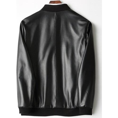 High Quality Leather Jacket Men 2020 New Luxury Biker Moto Short Coat Spring Autumn Zipper Bomber Sheepskin Outerwear Black