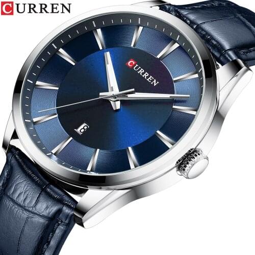 CURREN 2019 New Men Blue Watch Fashion Sport Genuine Leather Strap Wristwatch Business Male Watch Relogio Masculino