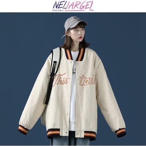 NELLARGEL Women Harajuku Vintage Varsity Jacket 2021 Female Japanese Winter Streetwear Tweed Jacket Girl Kawaii Bomber Jackets