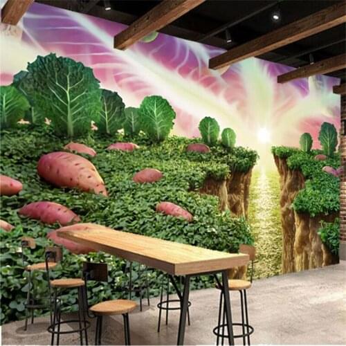 Beibehang Wallpaper custom mural beautiful hand-painted sweet potato vegetable creative restaurant supermarket fruit shop wall
