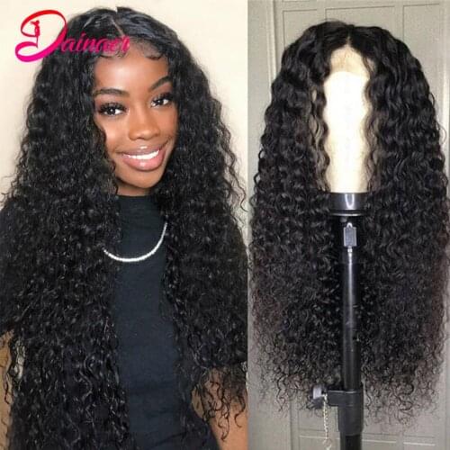 Kinky Curly Peruvian Human Hair Lace Closure Wig Human Hair Lace Frontal Wigs Pre Plucked Human Hair Wigs For Women Dainaer Hair