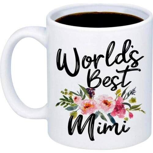 Gift for Grandma Worlds Best Mimi Coffee Mug Cute Funny 11oz Cup