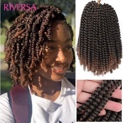 Spring Twist Hair 8 Inches Afro Ombre Spring Crochet Hair Dreadlocks Passion Synthetic Crochet Hair Extensions 110g 30Roots/Pack