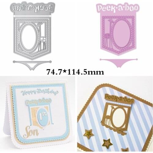 Peek-a-boo Adorable Card Frame For Baby Die Cuts For Card Making Peek-a-boo Card Metal Cutting Dies Stencils Decoration New2019