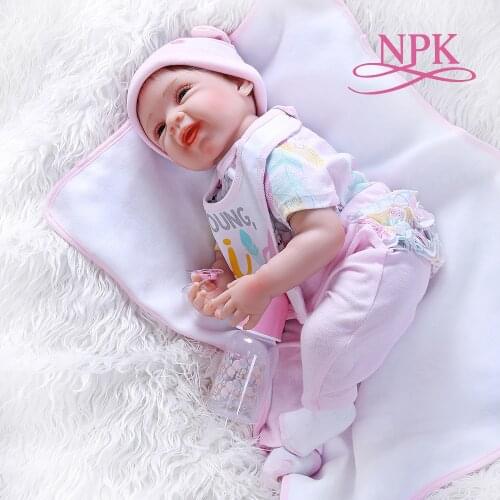 52CM lifelike smiling face happy baby realistic bebe doll reborn baby soft touch weighted body hand rooted hair high quality
