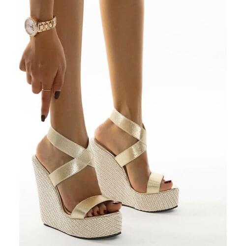 16 Cm Super High Peep Toe Gladiator Wedges Sandals Cover Heel Platform Ladies Sandals Fashion Summer Women Shoes