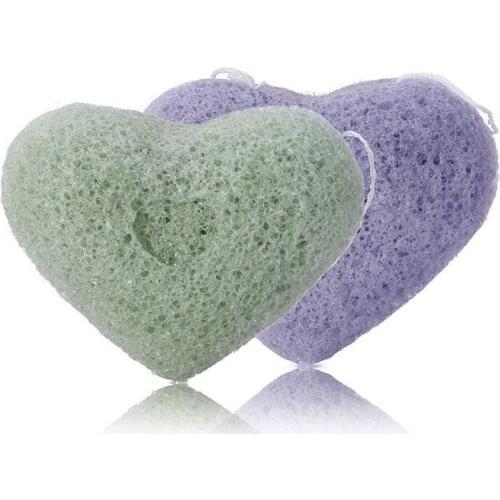 Random Face Washing Punch Heart-shaped Cleaning Ball Thickened and Exfoliated Burdock Sponge Material 4 Colors