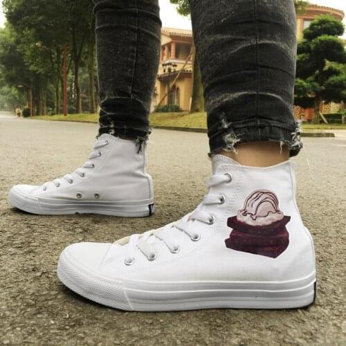 Wen Design White Original Canvas Shoes Delicious Dessert Cakes High Top Men Womens Sneakers Skateboarding Shoes Plimsolls