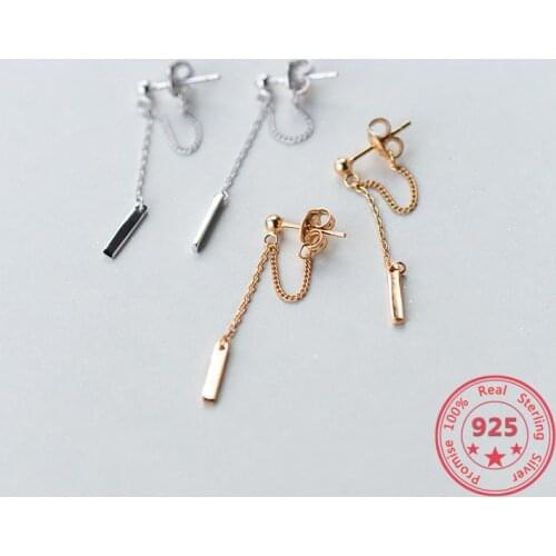 Japan And South Korea Simple Style S925 White Fungus Chain Round Bead Chain Design Female hanging Ear Jewelry