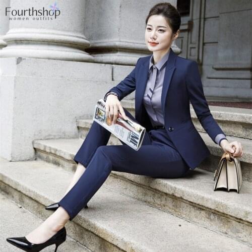 Business Lady Uniform formal pant suits female 2 piece office set women suits trouser suits plus size Work Wear 2020 autumn 4XL