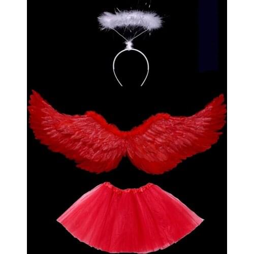 Women Girls Feather Angel Wing Skirt Halo Ring Flower Wreath Party Ball Wedding Birthday Christmas