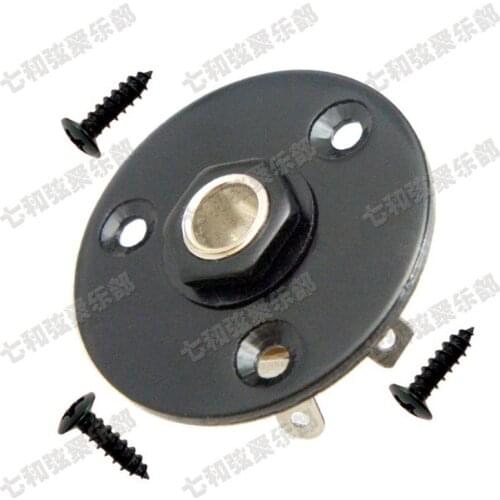 2 Pcs Black Round Jack Plate Guitar jack 1/4" Guitar Pickup output Input Jack Plug Socket 6.35 Electric Bass Guitar Accessories