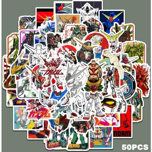 TD ZW 50Pcs GUNDAM Sticker For Suitcase Skateboard Laptop Luggage Fridge Phone Car Styling DIY Decal Sticker