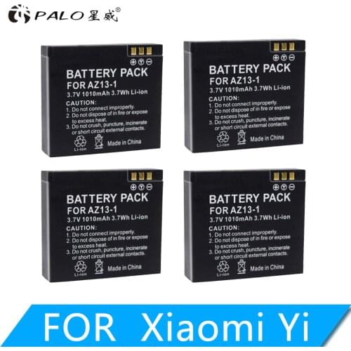 PALO 4Pcs AZ13 AZ13-1 Rechargable Li-ion Battery For Xiaomi Yi Action Camera 3.7v For Xiaomiyi Sport camera Accessories