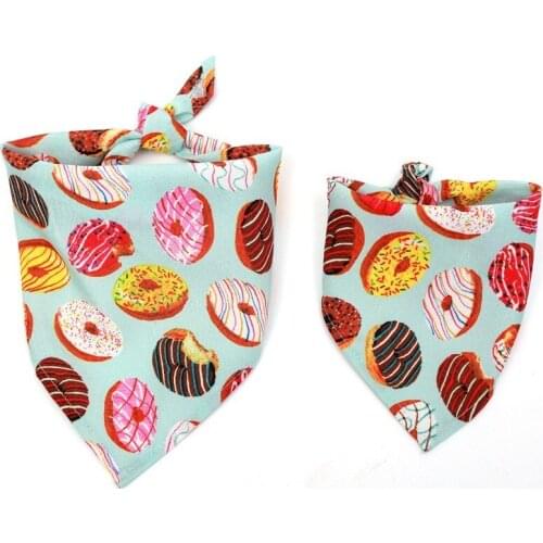 Pet Cat Dog Bandana Bibs Colorful Doughnut Fruits Printed Scarf Collar Adjustable Pet Neckerchief Saliva Towel For Dogs Cats