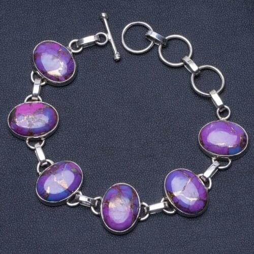 Natural Turquoise 925 Sterling Silver Bracelet 6 3/4-8" P2019