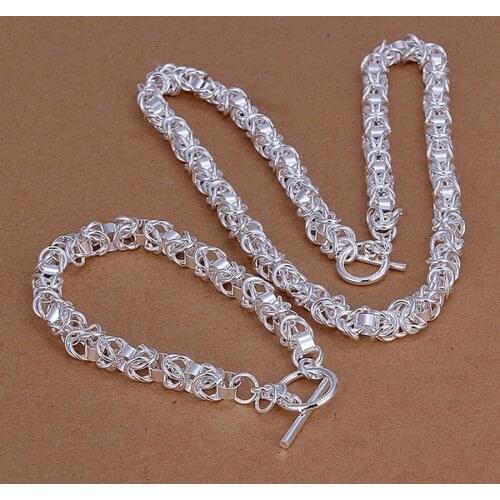 Silver color luxury fashion women men chain popular faucet classic necklace bracelets wedding jewelry set S049