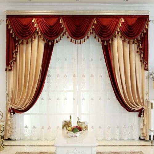 European-style High-end Color Matching Flannel Thickened Blackout Curtains for Living Room and Bedroom Customized Products