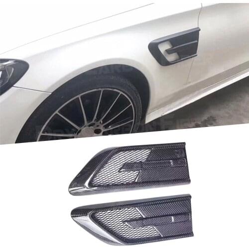 For C Class W205 Carbon Fiber Front Bumper Sider Fender Fins Trim Decoration For Mercedes Benz C200 C300 Not for AMG Style 15-18