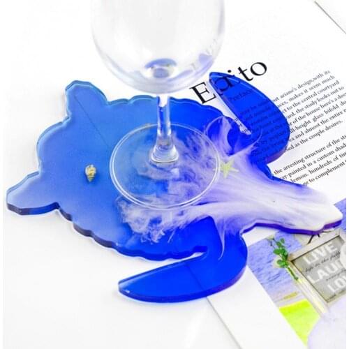Ocean Marine Life Turtle Shape Mold Crystal Epoxy Silicone Mold DIY Decorative Cup Mat Tea Tray Home Decor Resin Craft