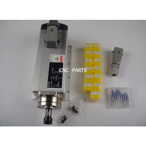 CNC milling spindle ER11 air cooling 1.5KW spindle with 4 pieces bearing + 13 pieces ER11 collet+ cnc engraving bits