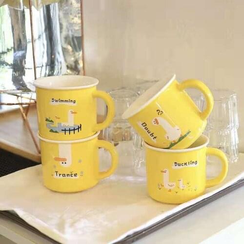 Creative Cartoon Ceramic Cup Cute Girl Mug Personality Trend Japanese Style Student Water Simplicity Large Capacity Matte Lovely