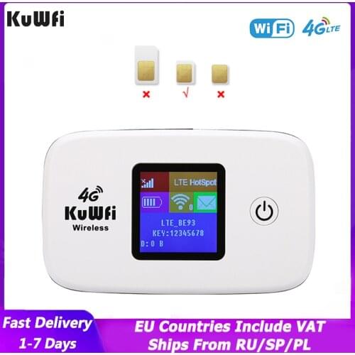 KuWFi 4G Wifi Router 150Mbps Unlocked 3G 4G Lte Wireless Portable Mobile Hotspot Car Wi-fi Router With Sim Card Slot