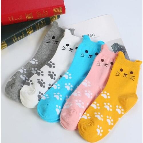 Cartoon Cat Cute Socks Women Man Stereo Ear Totoro Funny Fashion Anime Spring Autumn Sweat Absorption Classic Cotton Meias
