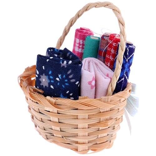 1:12 Dollhouse furniture miniatures basket fabrics mini model decoration childern pretend play toys for childern birthday gifts