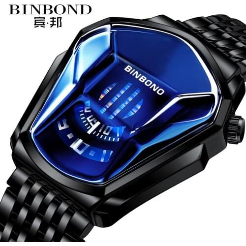 Fashion Personality Mens Watch Big Plate Watch Style Locomotive Concept Watch Male Domineering Black Technology WristWatch