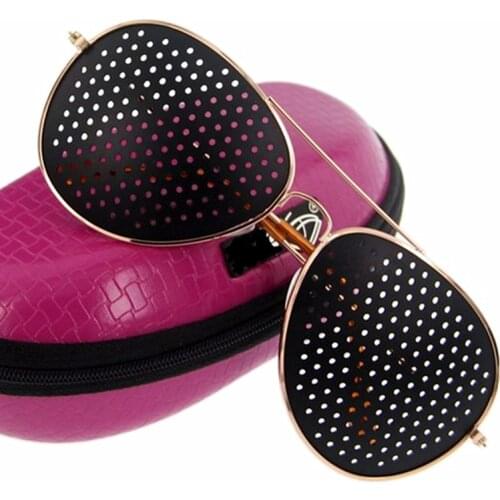 PinholesWomen Men Alloy Frame Anti Myopia Small Holes Vision Care Glasses Eye Exercise Anti Fatigue