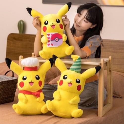 New Style Pikachu Stuffed Toy Pokemon Plush Doll Pillow Gift Chef Image Anime figure Peluche Toy Christmas Gift For Kids
