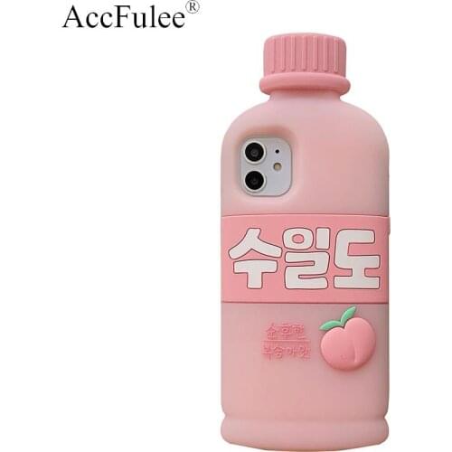 Cute Bottle Peach Soft Silicone Phone Case for iPhone 12 Pro 11 6 7 8 Plus XR XS MAX SE 2020 Phone Case Cover Soft Rubber Bag