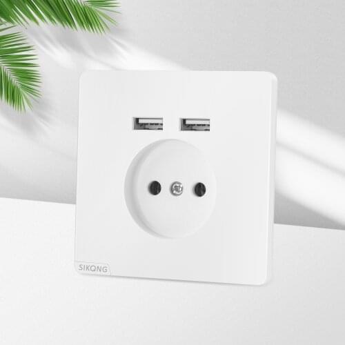 German standard European standard USB wall socket can charge mobile phones dual USB ports 5V 2A Usb free shipping