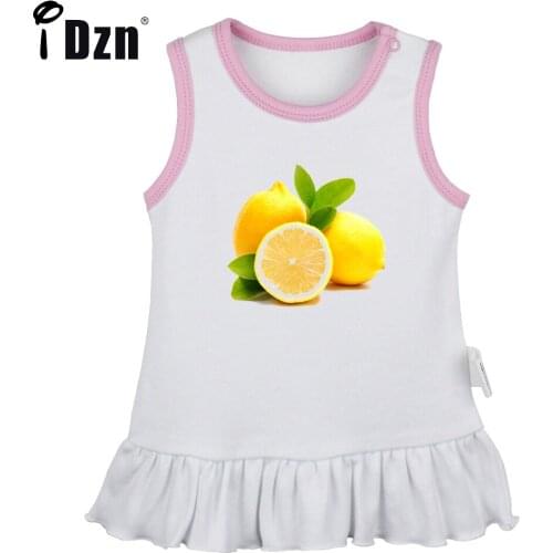 NEW Summer Cute Baby Girls Sleeveless Dress Newborn Funny Fruit Lime Lemon Pleated Dress Infant Clothes Soft Cotton Vest Dresses