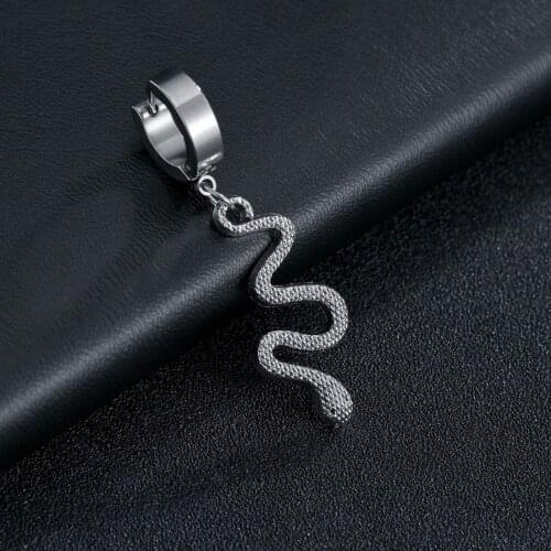 New Fashion Punk Style Stainless Steel Snake Stud Earrings For Men Women Rock Style Bar Cool Jewelry