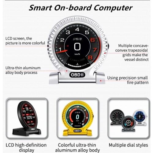 New Head Up Display OBD2 Car HUD Speed Monitoring 6 Interface Digital Meter Turbo Brake Test OBD Scanner On-Board Computer