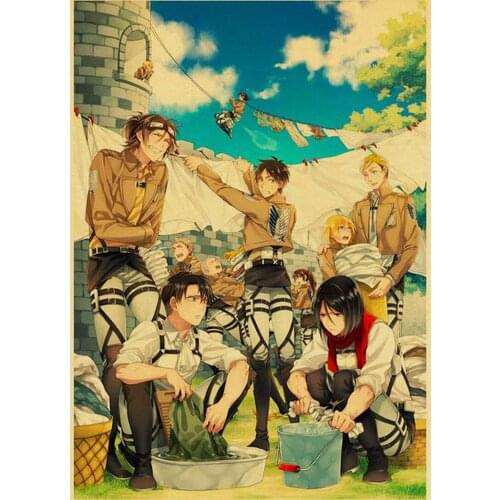 Attack on Titan Posters Japanese Anime Coated Paper Prints Clear Image Livingroom Bedroom Decoration Bar Cafe Home Decoration